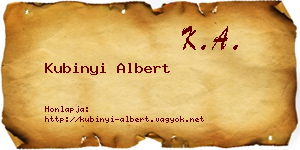 Kubinyi Albert névjegykártya